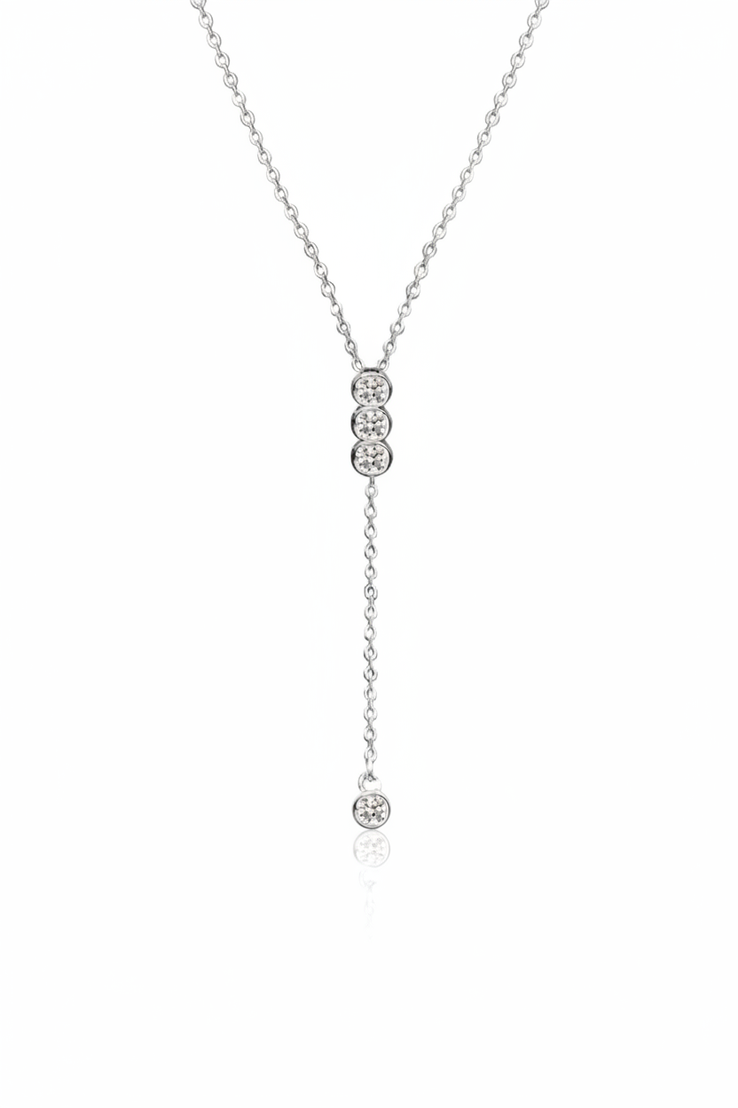 The Riviera Moissanite Tennis Necklace with classic 5mm brilliant-cut stones set in solid 925 sterling silver.