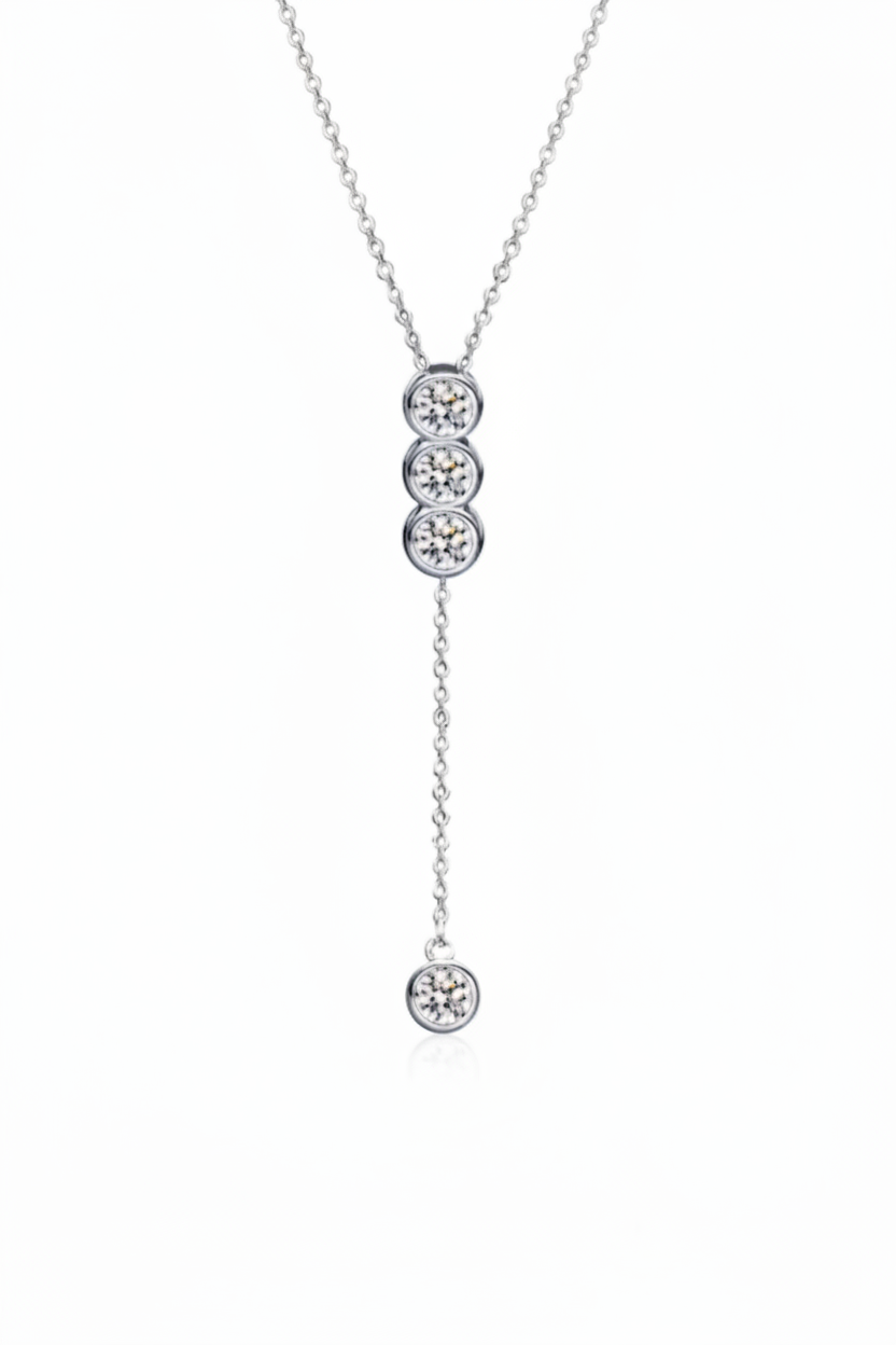 The Riviera Moissanite Tennis Necklace with classic 5mm brilliant-cut stones set in solid 925 sterling silver.