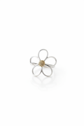 Delicate 925 sterling silver ring with a hollow-out clover floral design, minimalist handcrafted silver jewelry by Nura Label.