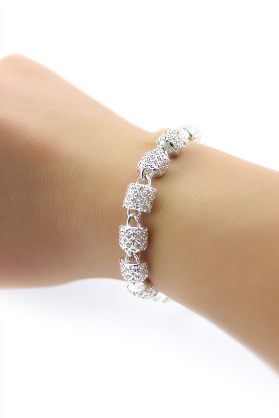 Modern 925 sterling silver Kora geometric bracelet.