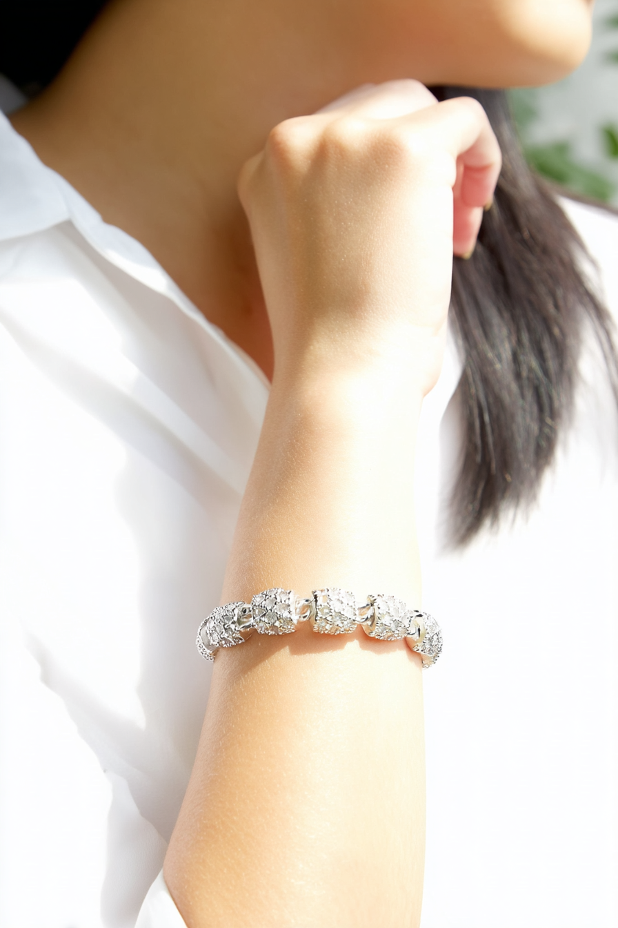 Modern 925 sterling silver Kora geometric bracelet.