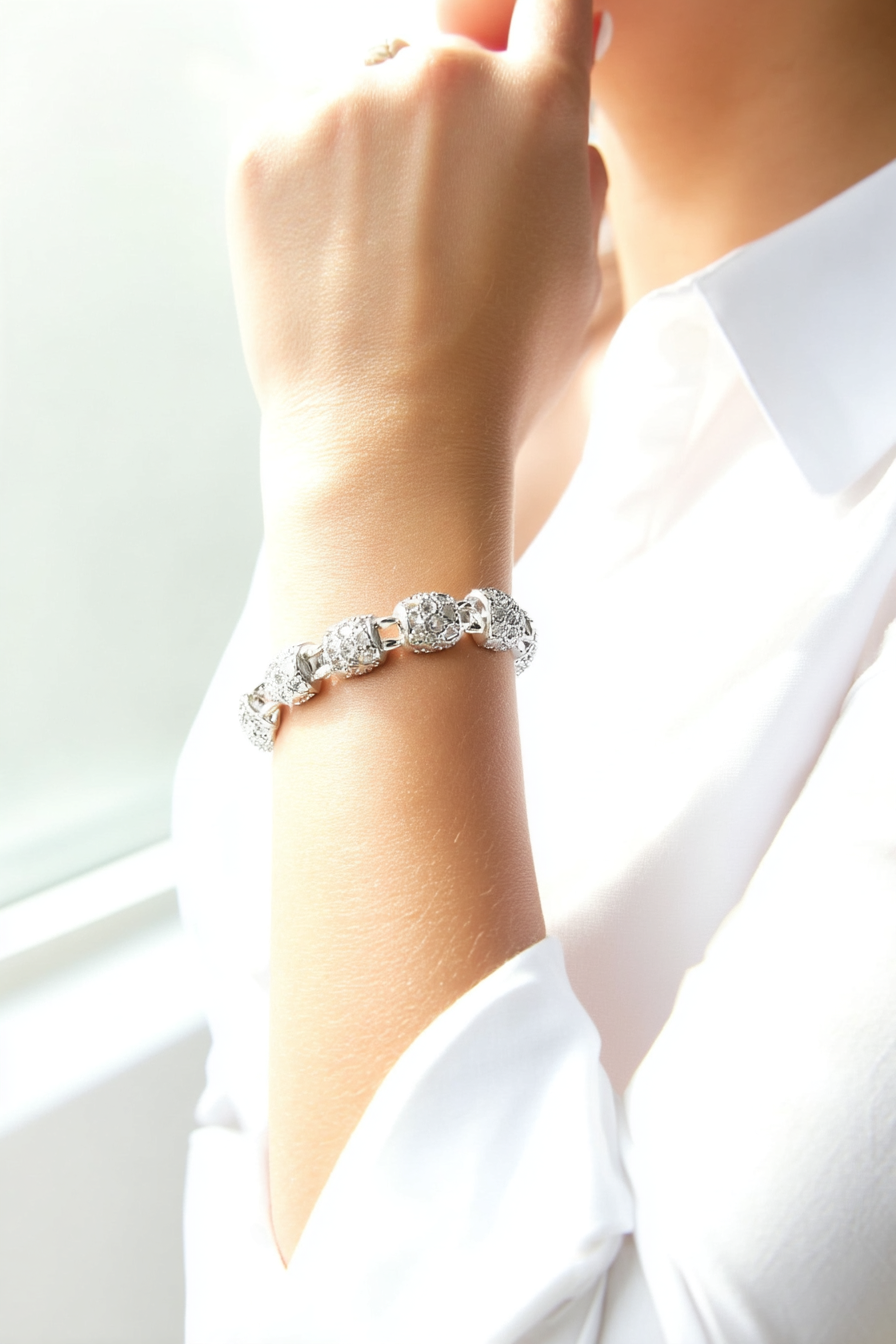 Modern 925 sterling silver Kora geometric bracelet.