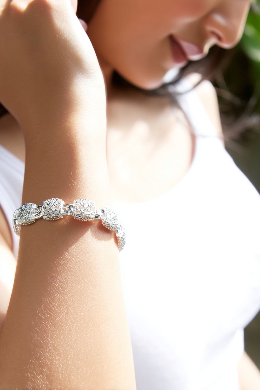Modern 925 sterling silver Kora geometric bracelet.