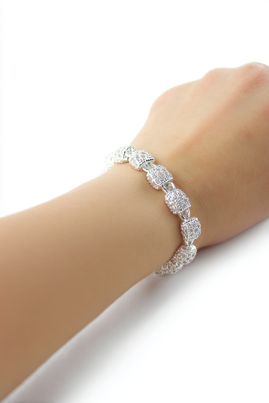 Modern 925 sterling silver Kora geometric bracelet.