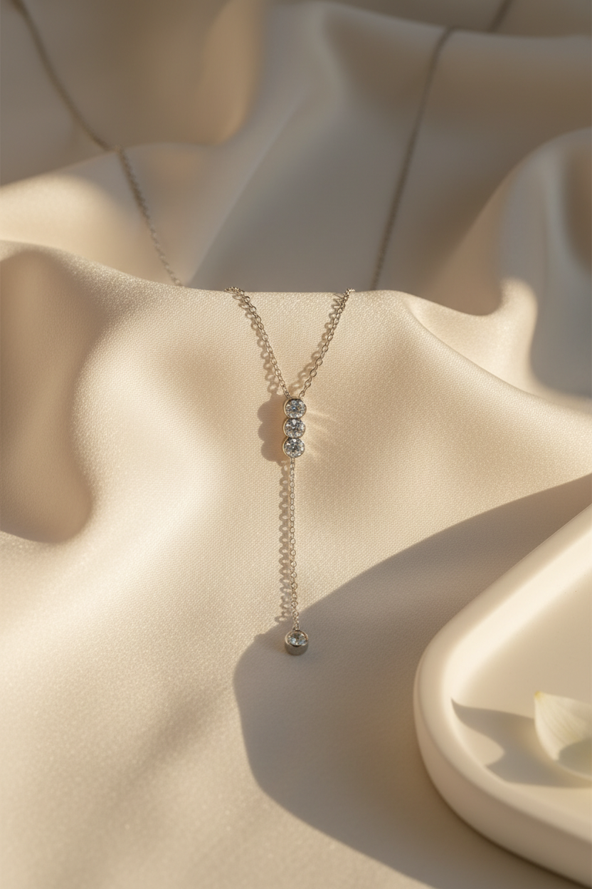 The Riviera Moissanite Tennis Necklace with classic 3mm brilliant-cut stones set in solid 925 sterling silver.