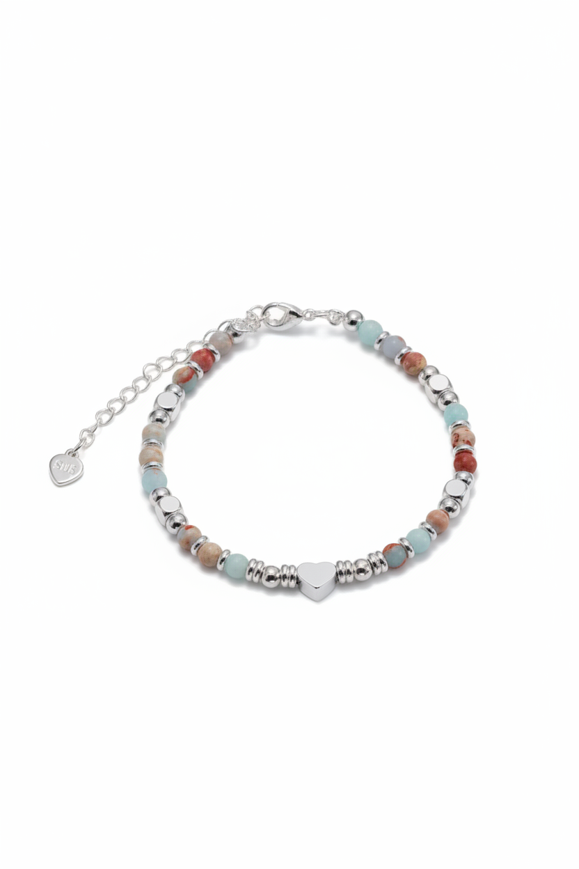 Minimalist 925 sterling silver butterfly beaded bracelet