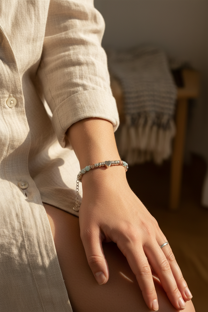 Minimalist 925 sterling silver butterfly beaded bracelet