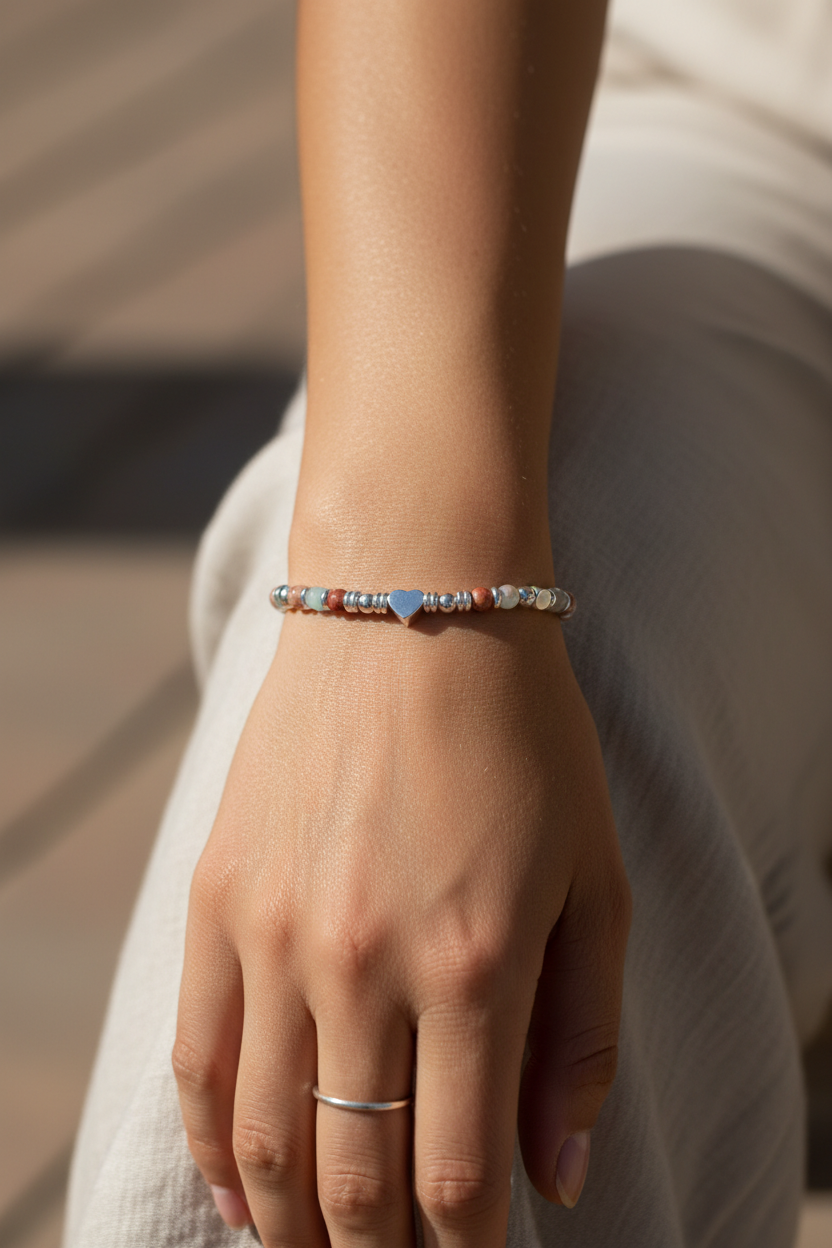 Minimalist 925 sterling silver butterfly beaded bracelet